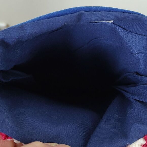 Wool Needlepoint Snowman Christmas Stocking Cotton Velvet Backing Vintage - Picture 6 of 7